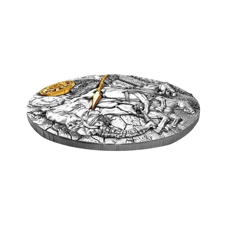 2 Troy ounce silver Chariot coin 2019 Proof angle 1