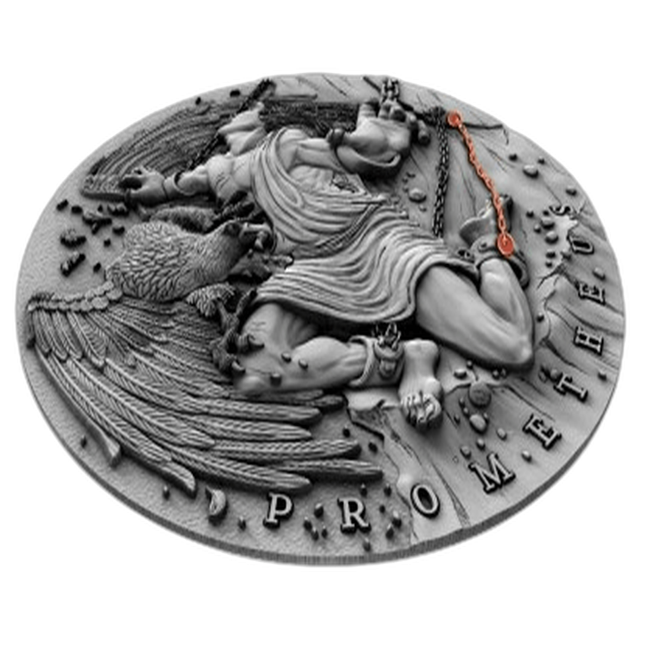 2 Troy ounce zilveren Prometheus munt 2019 achterkant