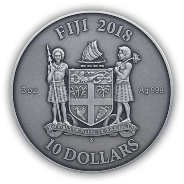 3 Troy ounce zilveren ‘’Moresque’’ munt 2018 achterkant