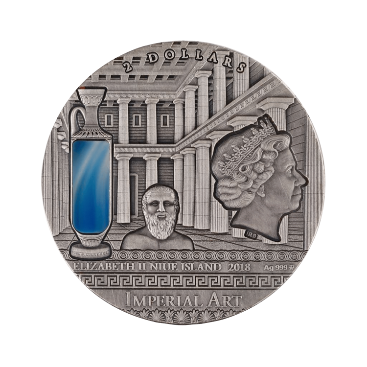 2 Troy ounce zilveren Griekse Parthenon Tempel munt 2018 achterkant