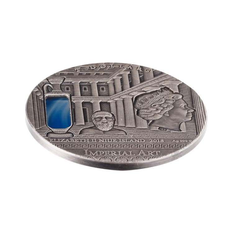 2 Troy ounce zilveren Griekse Parthenon Tempel munt 2018 perspectief 1