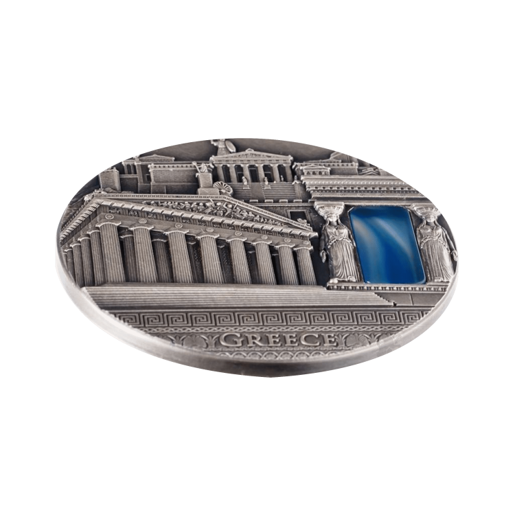 2 Troy ounce zilveren Griekse Parthenon Tempel munt 2018 perspectief 2