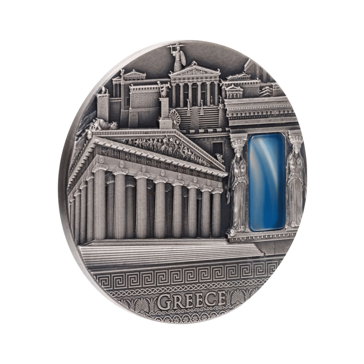 2 Troy ounce zilveren Griekse Parthenon Tempel munt 2018 perspectief 3