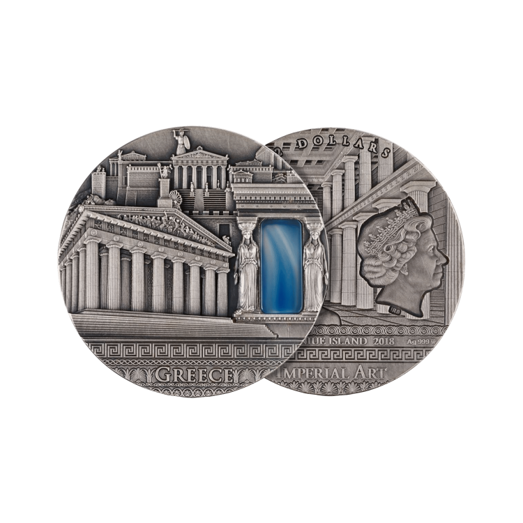 2 Troy ounce zilveren Griekse Parthenon Tempel munt 2018 perspectief 4