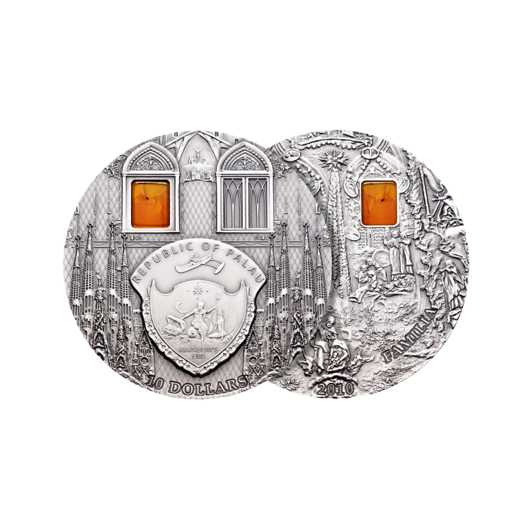 2 Troy ounce silver coin Sagrada Familia 2010 angle 1