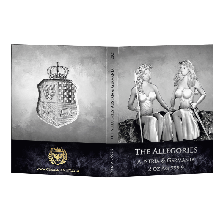 2 troy ounce zilveren munt Germania Allegories 2021 perspectief 4