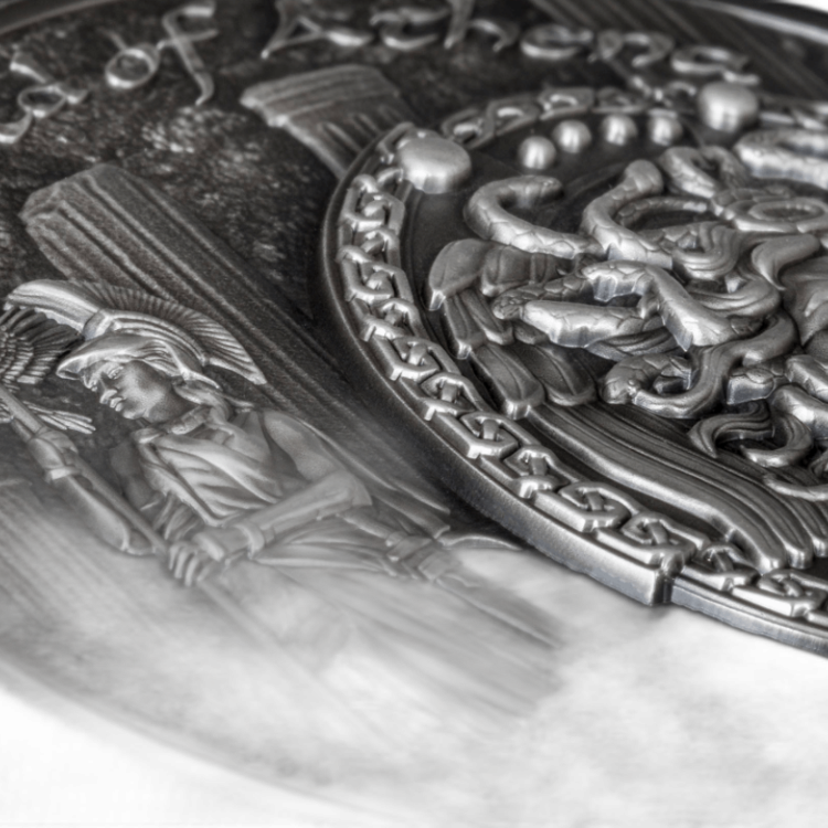 2 Troy ounce silver Shield of Athena coin 2018 back