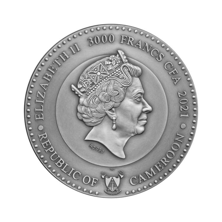 3 troy ounce zilveren munt Jupiter 2021 - Antieke afwerking achterkant