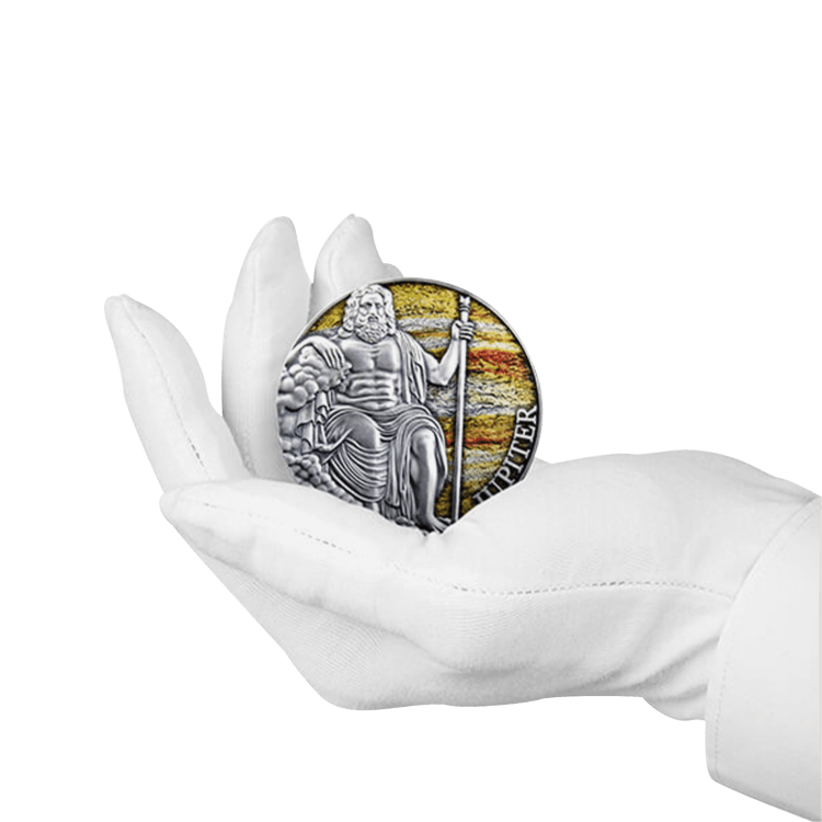 3 troy ounce zilveren munt Jupiter 2021 - Antieke afwerking perspectief 2