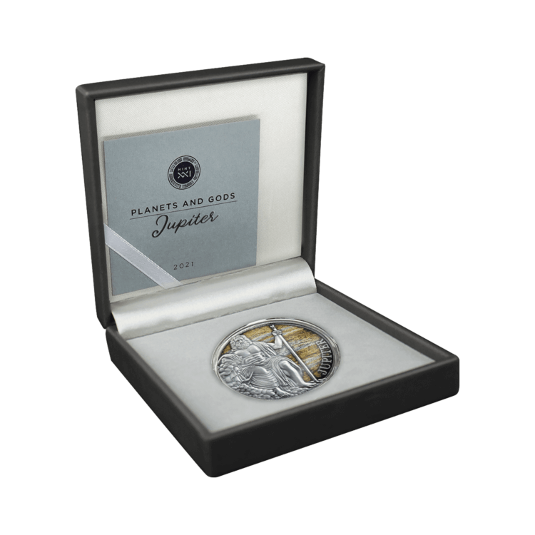 3 troy ounce zilveren munt Jupiter 2021 - Antieke afwerking perspectief 3