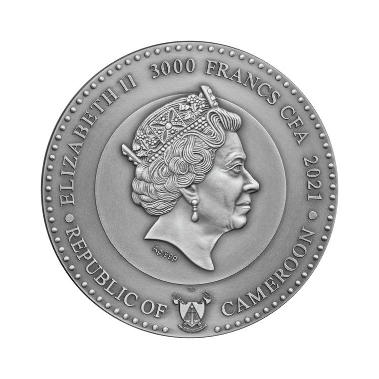 3 troy ounce zilveren munt Venus 2021 - Antieke afwerking achterkant