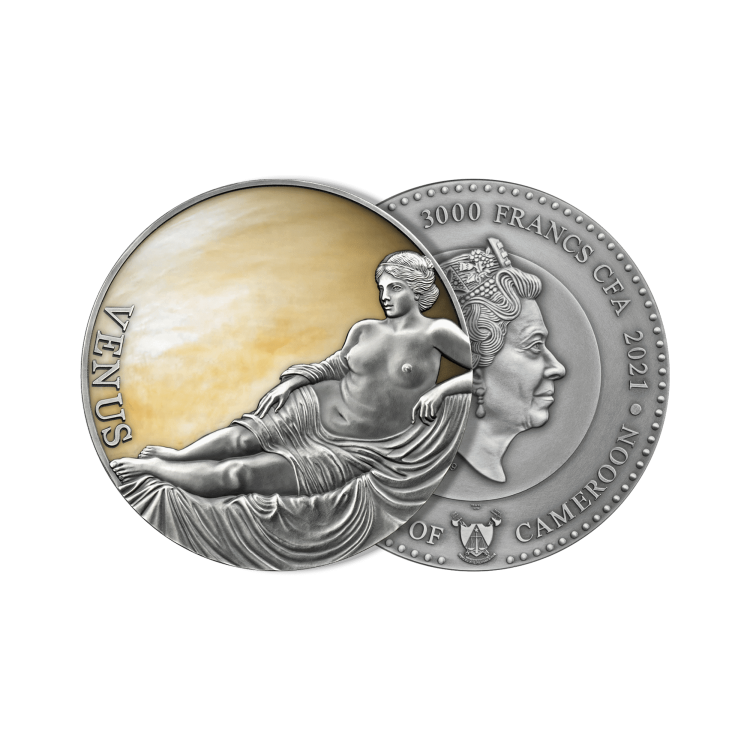 3 troy ounce zilveren munt Venus 2021 - Antieke afwerking perspectief 2