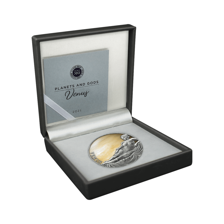 3 troy ounce zilveren munt Venus 2021 - Antieke afwerking perspectief 4
