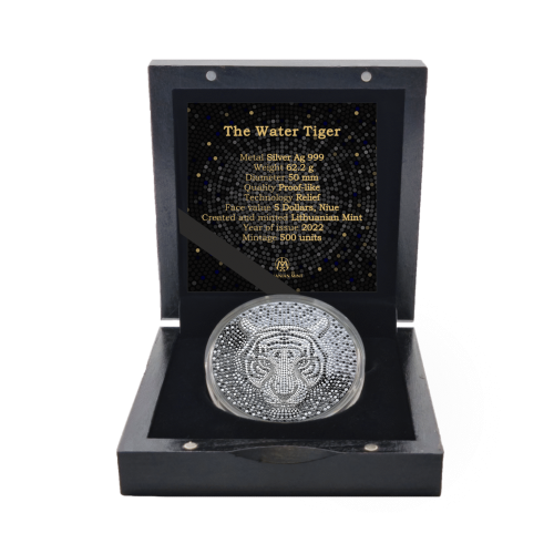 2 troy ounce zilveren munt watertijger 2022 Prooflike voorkant