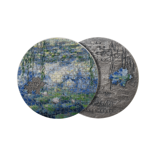 3 troy ounce silver coin water lilies 2021 antique finish front