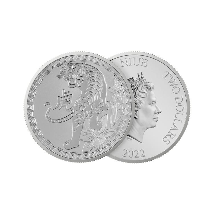 1 troy ounce silver coin Niue year of the tiger 2022 angle 1
