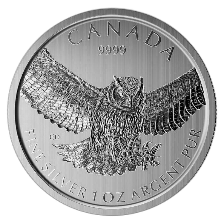 1 troy ounce silver coin Birds of Prey angle 1