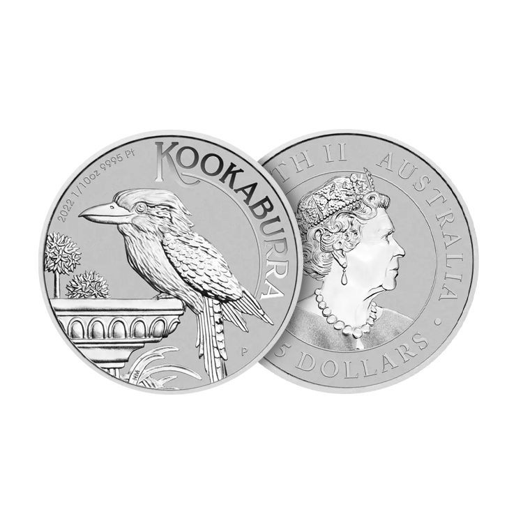 Kookaburra 1/10 troy ounce platina munt 2022 perspectief 2