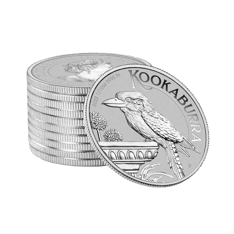 Kookaburra 1/10 troy ounce platina munt 2022 perspectief 3