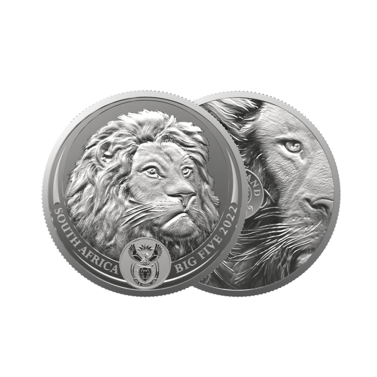 1 troy ounce silver coin Big Five lion 2022 angle 1
