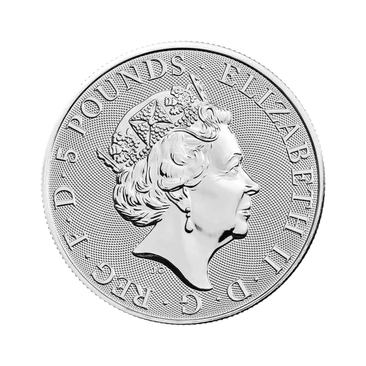 2 troy ounce zilveren munt Tudor Beasts Lion 2022 achterkant