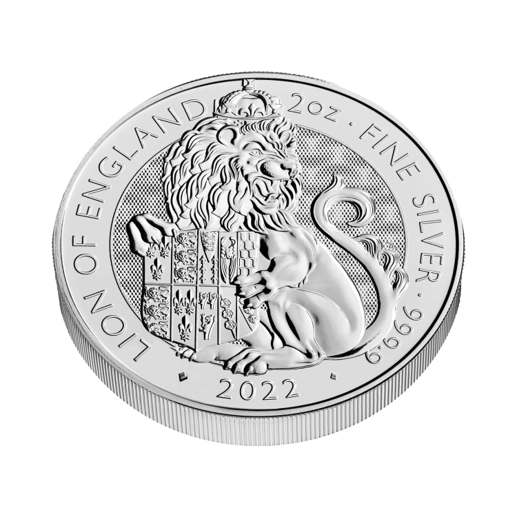 2 troy ounce zilveren munt Tudor Beasts Lion 2022 perspectief 2