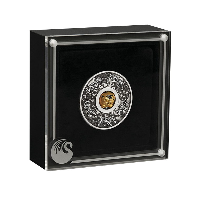 1 troy ounce zilveren munt Lunar jaar van de tijger Rotating Charme 2022 perspectief 2