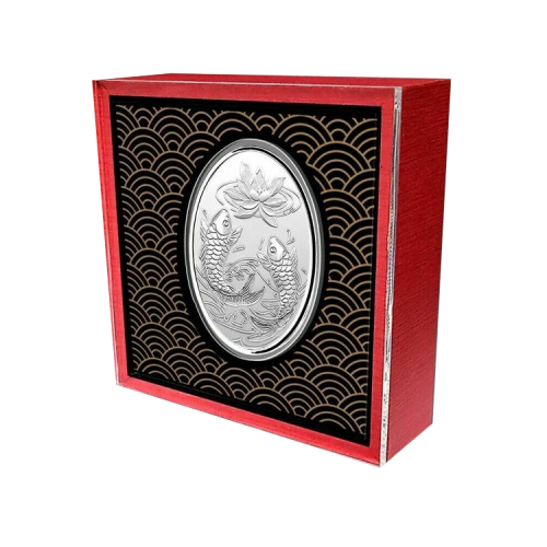 1 troy ounce zilveren munt Auspicious Koi 2022 voorkant
