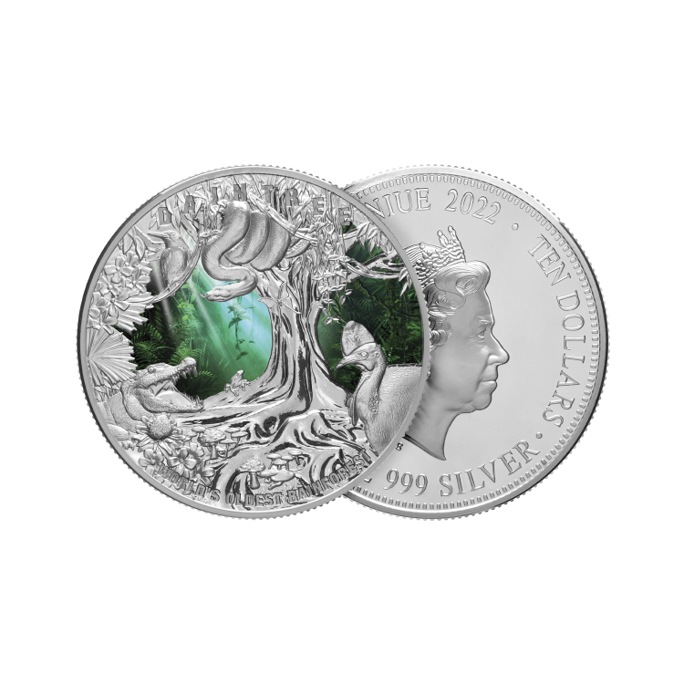 5 troy ounce silver coin Daintree Rainforest 2022 angle 1