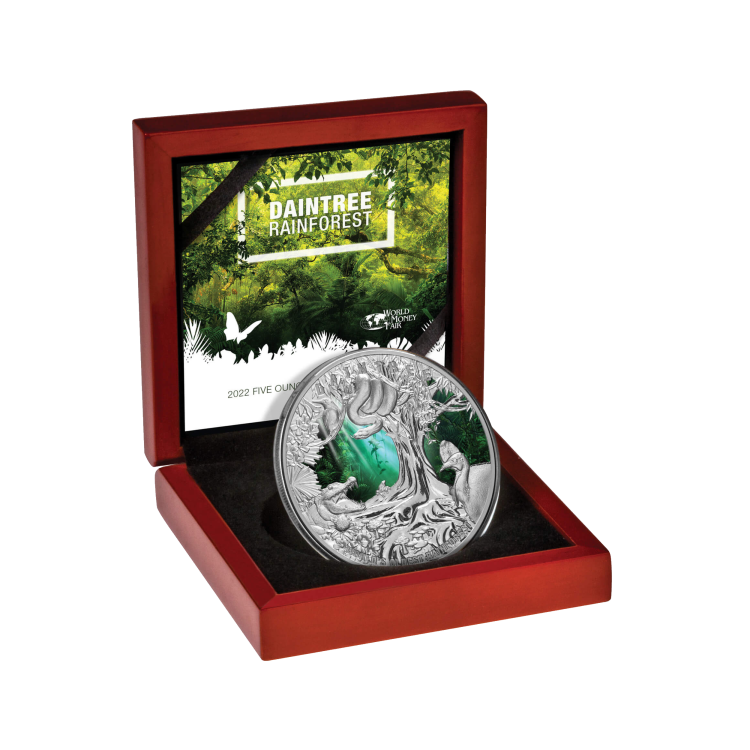 5 troy ounce silver coin Daintree Rainforest 2022 angle 3