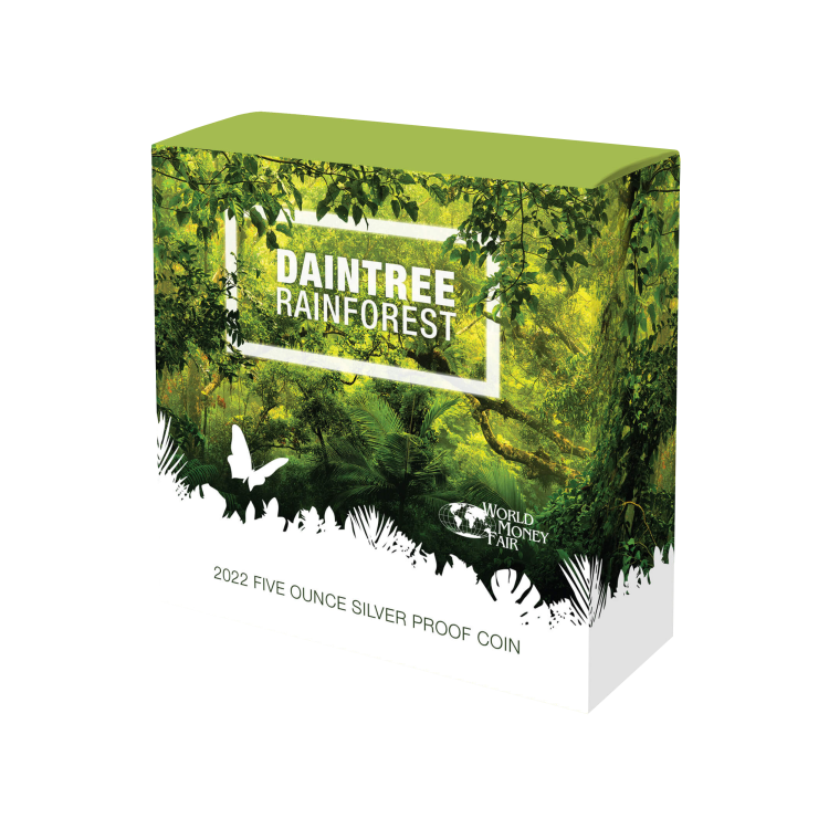 5 troy ounce silver coin Daintree Rainforest 2022 angle 4