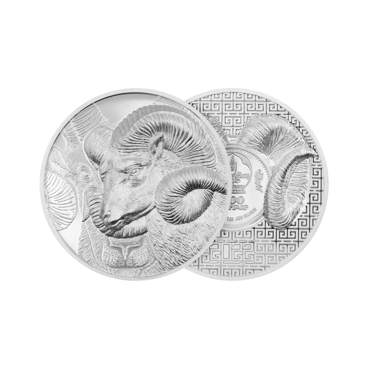 1 troy ounce silver coin Magnificent Argali 2022 Proof angle 1