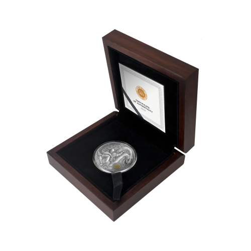 2 troy ounce zilveren munt Shoalin Snake voorkant