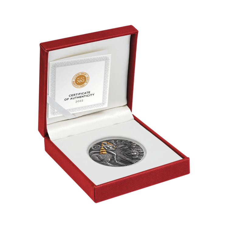 3 troy ounce Silver coin The Whore of Babylon antique finish 2022 angle 3