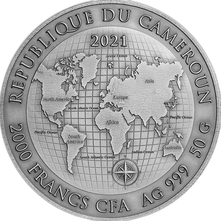 1 troy ounce Silver coin Gold Rush back