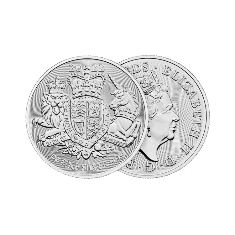 1 troy ounce zilveren munt Royal Arms 2022 perspectief 2