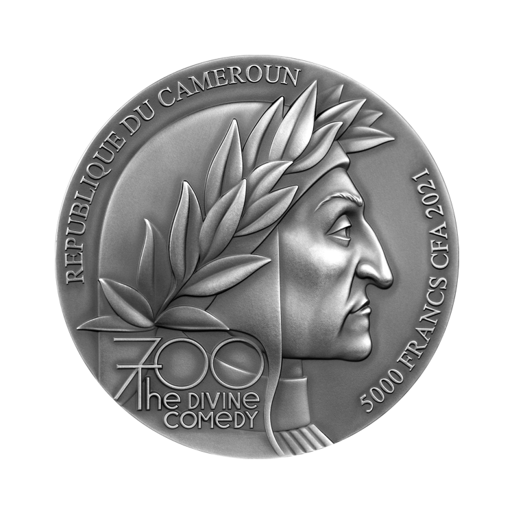 Anniversary 5 Oz Silver Coin Purgatorio The Divine Comedy 2021 back