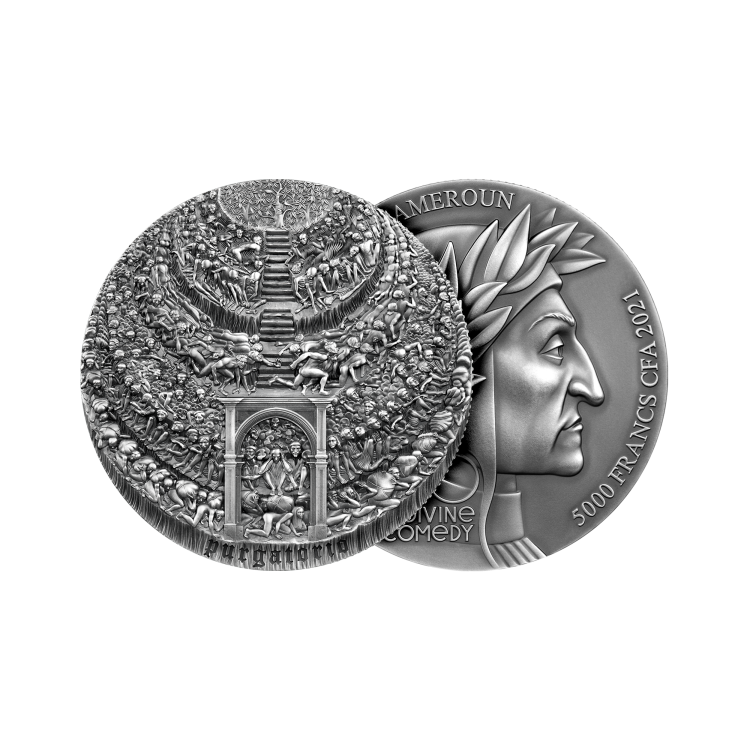 Anniversary 5 Oz Silver Coin Purgatorio The Divine Comedy 2021 angle 1