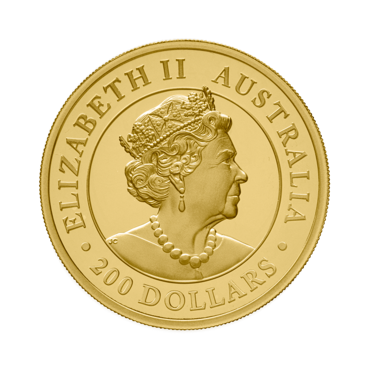 2 troy ounce gouden munt Kookaburra proof 2022 back