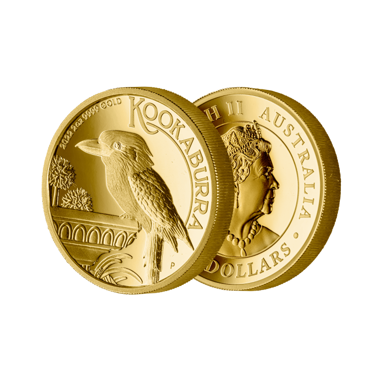 2 troy ounce gouden munt Kookaburra proof 2022 angle 2