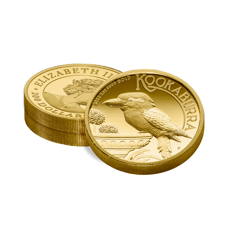 2 troy ounce gouden munt Kookaburra proof 2022 angle 3