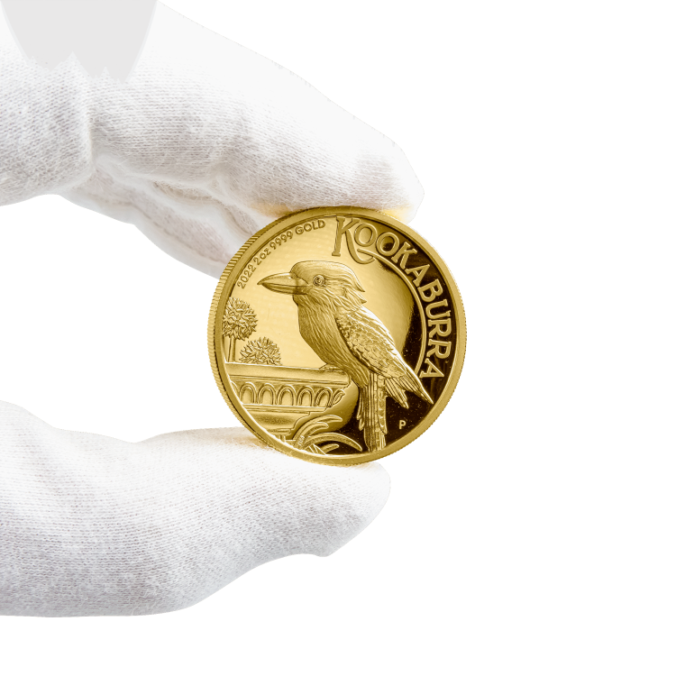 2 troy ounce gouden munt Kookaburra proof 2022 angle 4