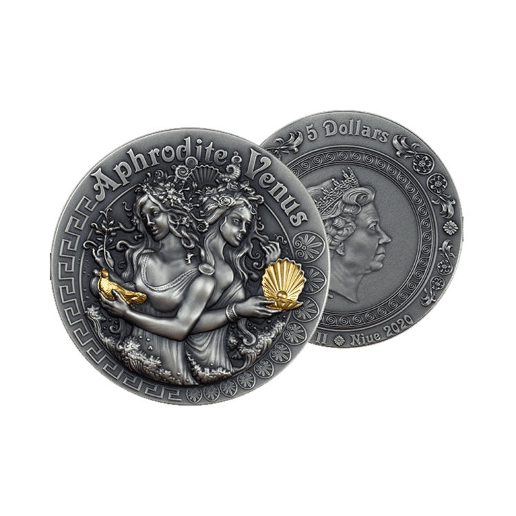 2 troy ounce silver coin Aphrodite and Venus - Niue 2020 back