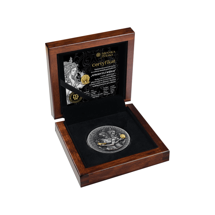2 troy ounce silver coin Aphrodite and Venus - Niue 2020 angle 2