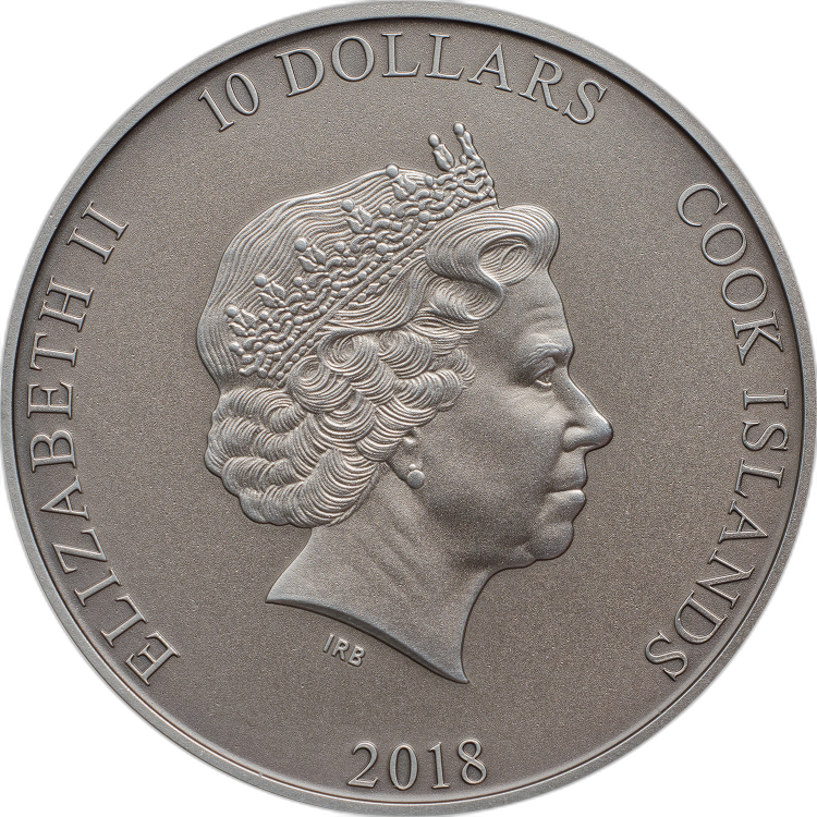 2 troy oz zilveren munt Shield of Athena Aegis Mythology 5$ Niue 2018 angle 1