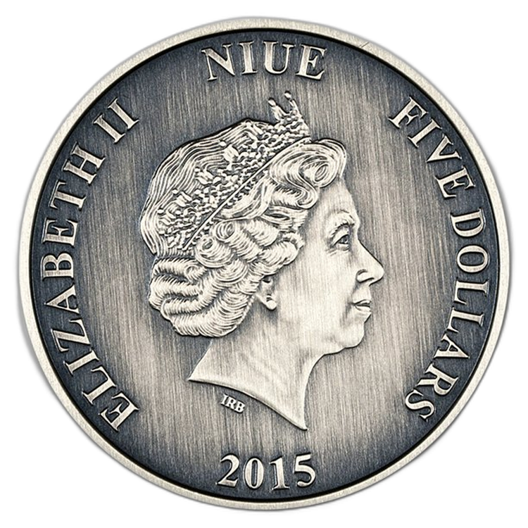 2 troy ounce zilveren munt Christopher Columbus 2015 achterkant