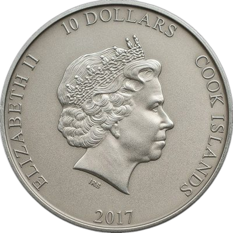 2 troy ounce zilveren munt Thor Hammer Mjollnir 10$ Cook Islands 2016 back