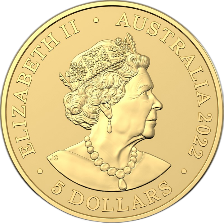 0,5 gram gouden munt mini Kookaburra 2022 achterkant