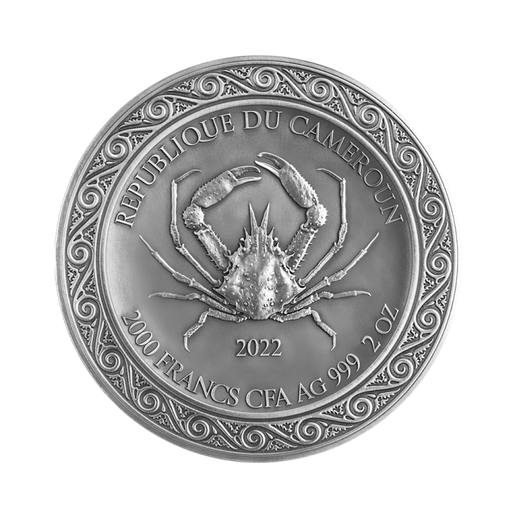 2 Troy ounce zilveren munt Andromeda en het Zeemonster - antieke afwerking 2022 back