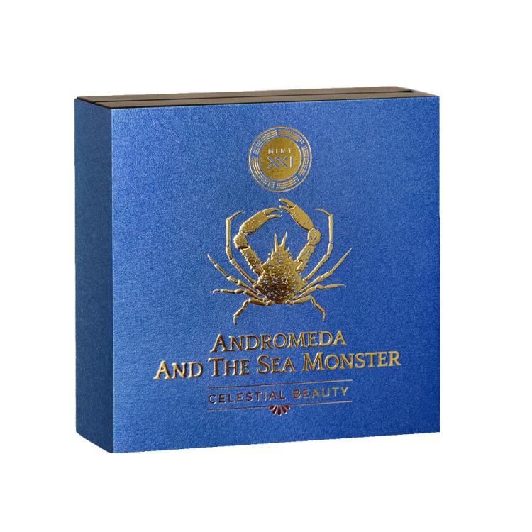 2 Troy ounce zilveren munt Andromeda en het Zeemonster - antieke afwerking 2022 angle 2